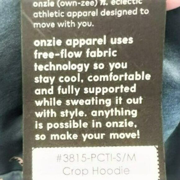 NWT ONZIE Soft French Terry Crop Pale Cacti Tiger Hoodie - Picture 12 of 12